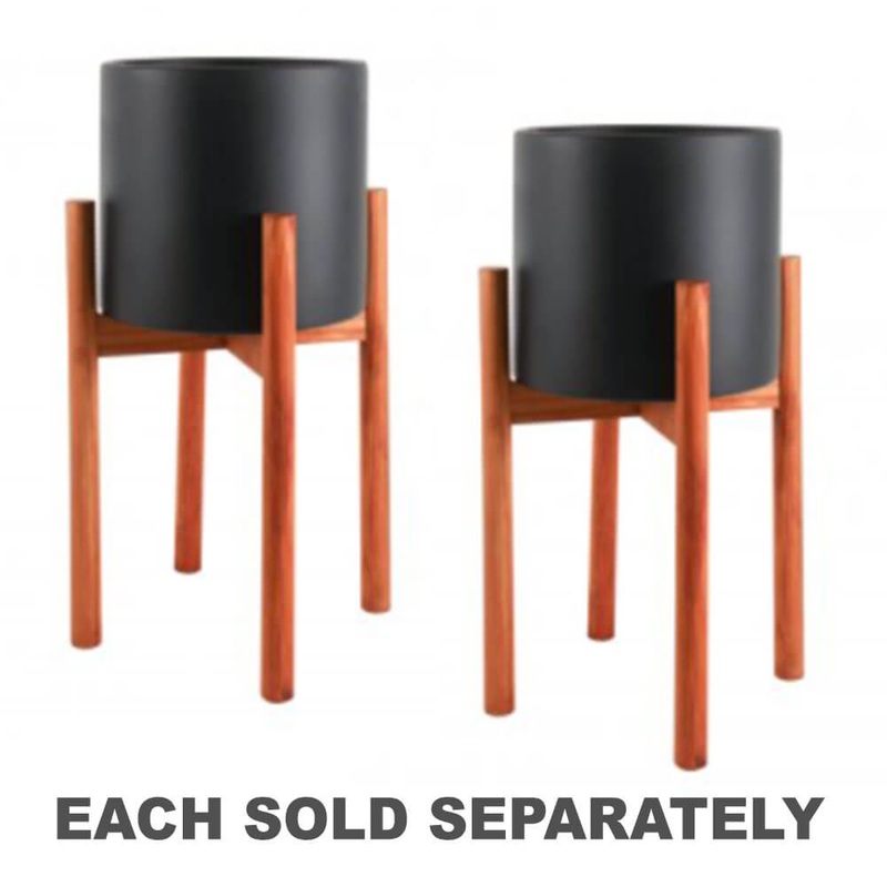 Peyton Planter Stand avec Cramic Pot Black