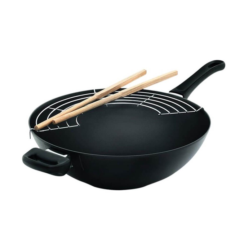 Scanpan Classic Wok avec rack et baguettes 36 cm