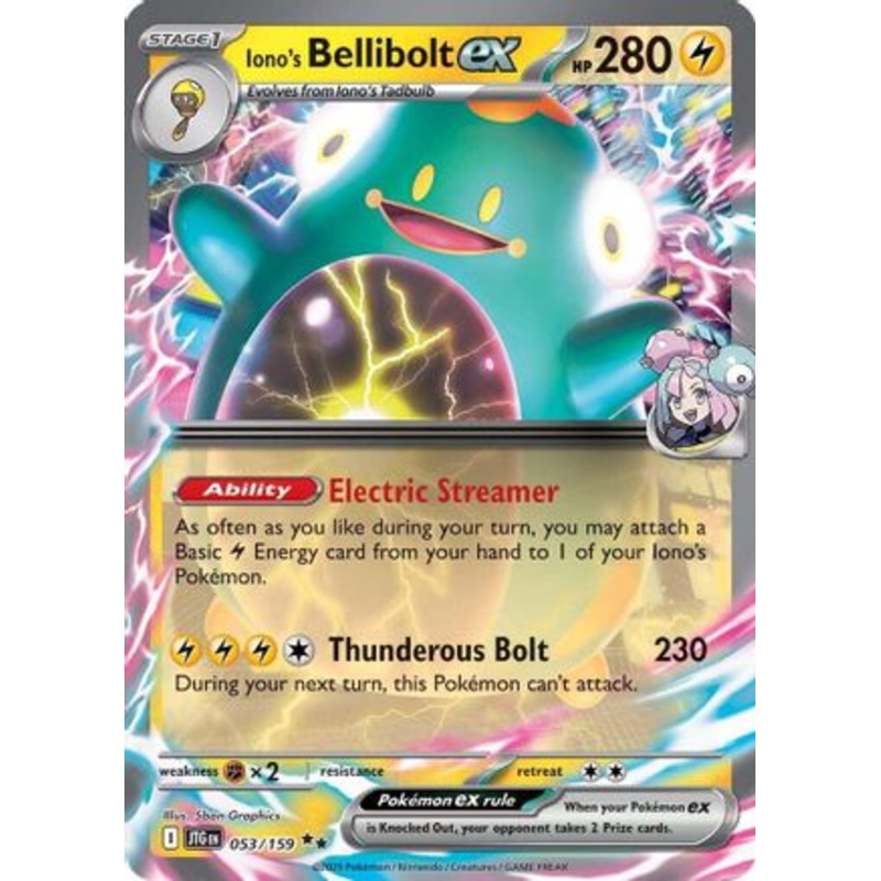 Iono's Bellibolt ex 053/159  - Holofoil SV09 Journey Together - Double Rare