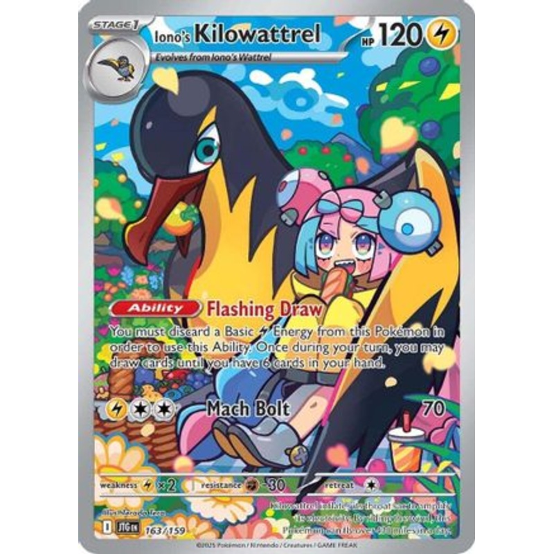 Iono's Kilowattrel 163/159  - Holofoil SV09 Journey Together - Illustration Rare