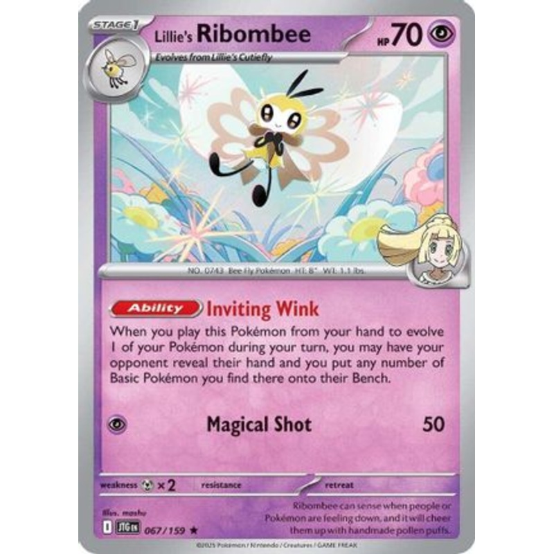 Lillie's Ribombee 067/159  - Reverse Holofoil SV09 Journey Together - Rare