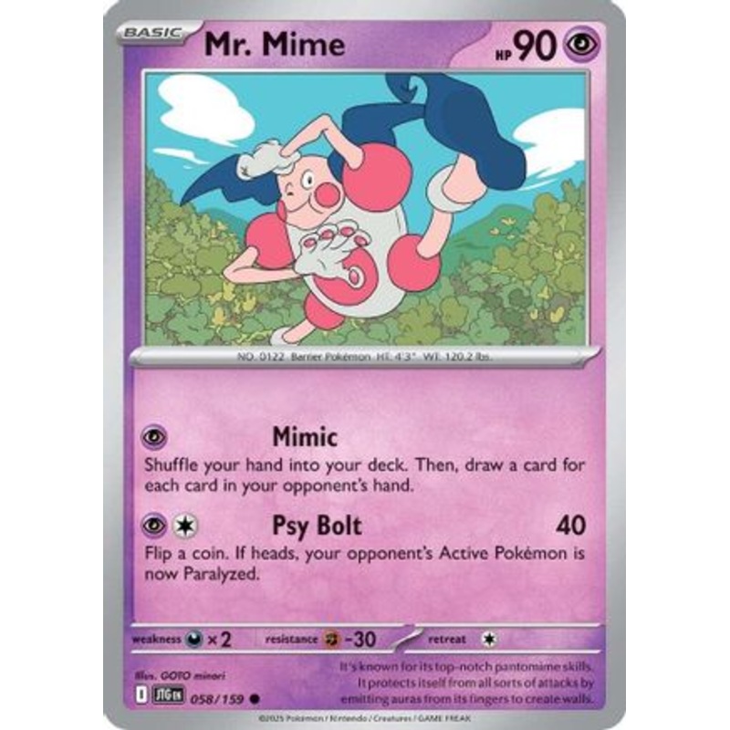 Mr. Mime 058/159  - Reverse Holofoil SV09 Journey Together - Common