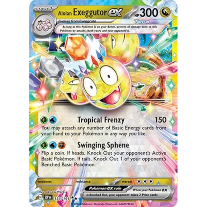 Alolan Exeggutor ex 133/191  - Holofoil SV08 Surging Sparks - Double Rare