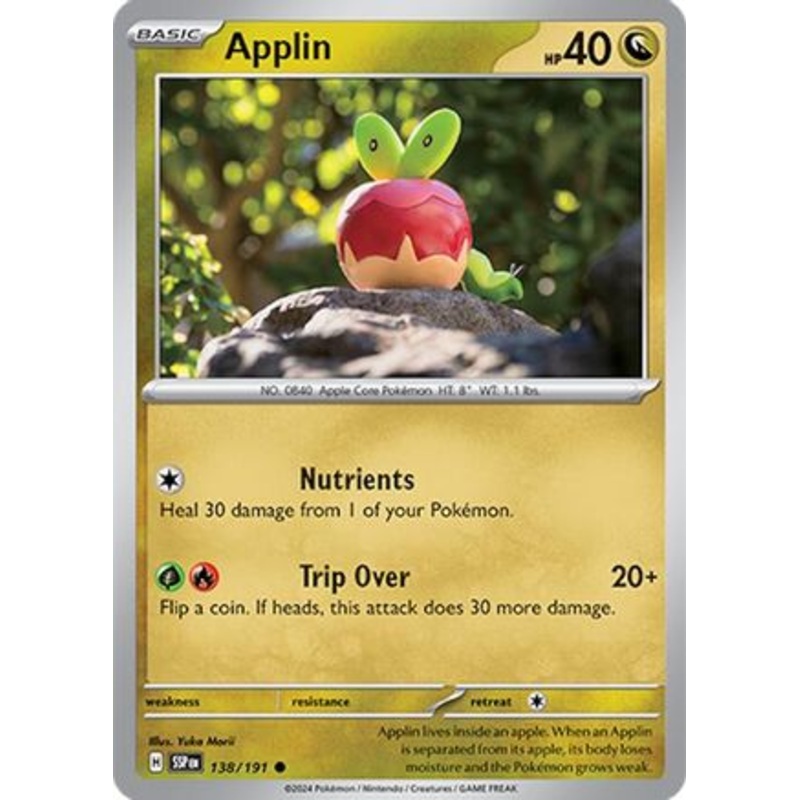 Applin 138/191  - Reverse Holofoil SV08 Surging Sparks - Common