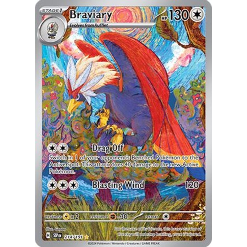 Braviary 214/191  - Holofoil SV08 Surging Sparks - Illustration Rare