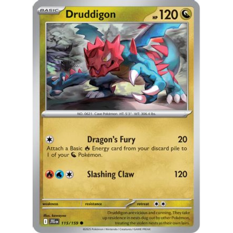 Druddigon 115/159  - Reverse Holofoil SV09 Journey Together - Common
