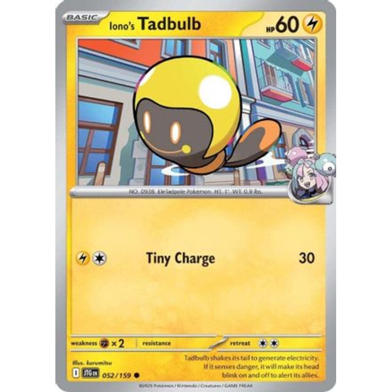 Iono's Tadbulb 052/159  - Reverse Holofoil SV09 Journey Together - Common