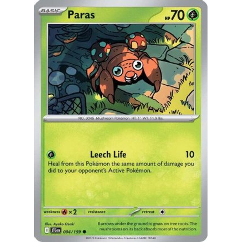 Paras 004/159  - Reverse Holofoil SV09 Journey Together - Common
