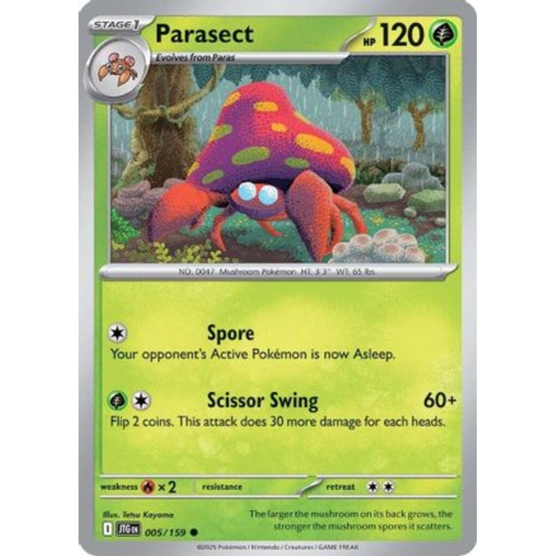 Parasect 005/159  - Reverse Holofoil SV09 Journey Together - Common