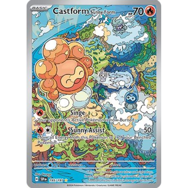 Castform Sunny Form 195/191  - Holofoil SV08 Surging Sparks - Illustration Rare