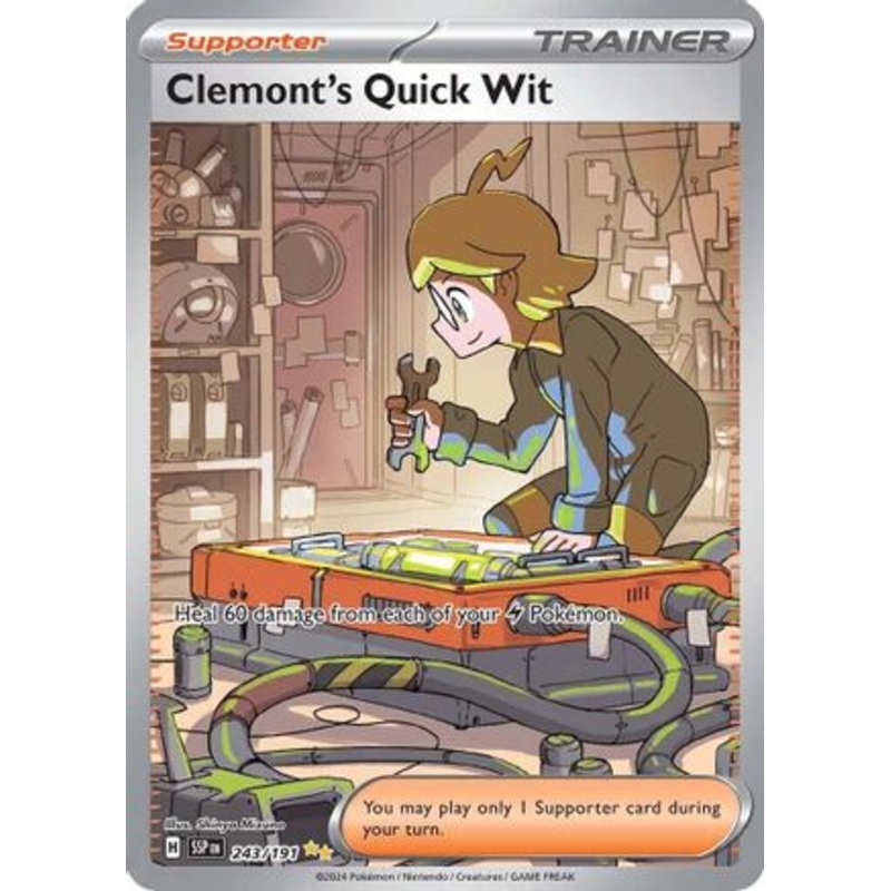 Clemont's Quick Wit 243/191  - Holofoil SV08 Surging Sparks - Special Illustration Rare