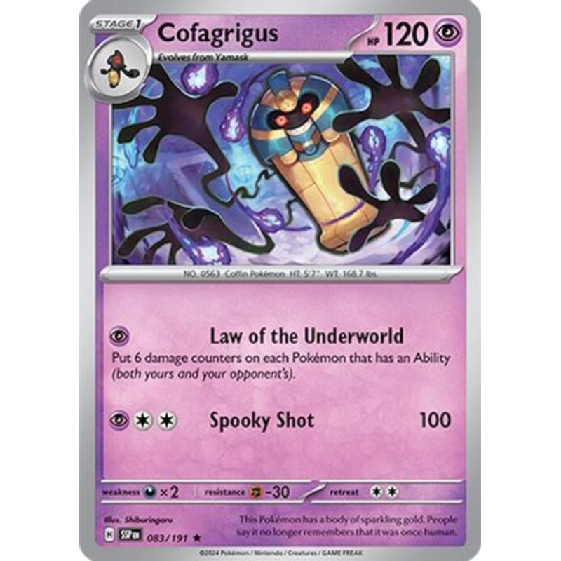Cofagrigus 083/191  - Reverse Holofoil SV08 Surging Sparks - Rare