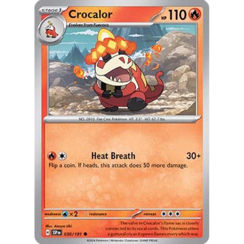 Crocalor 030/191  - Reverse Holofoil SV08 Surging Sparks - Common