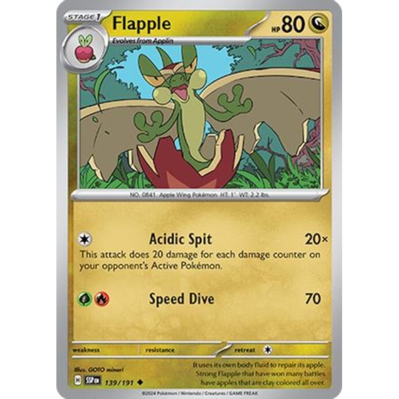 Flapple 139/191  - Reverse Holofoil SV08 Surging Sparks - Uncommon