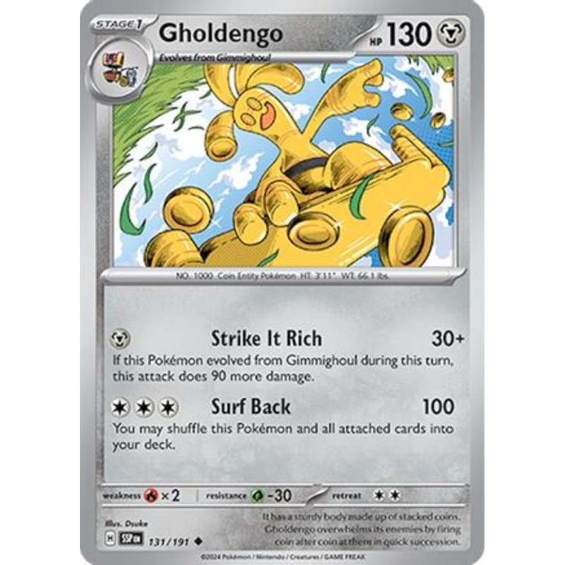 Gholdengo 131/191  - Reverse Holofoil SV08 Surging Sparks - Uncommon
