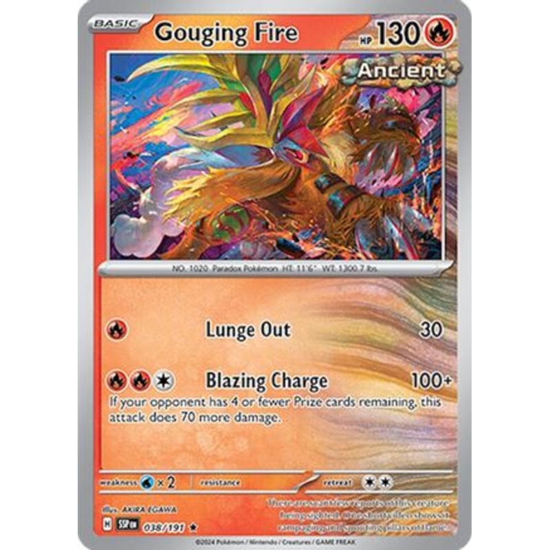Gouging Fire 038/191  - Reverse Holofoil SV08 Surging Sparks - Rare