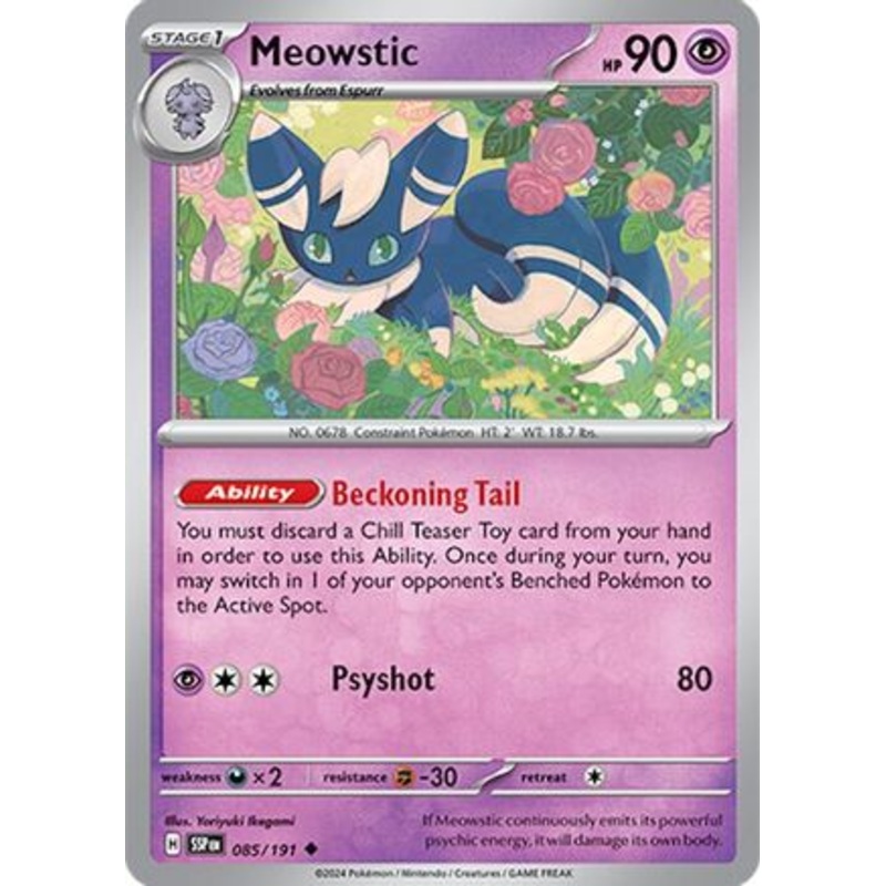 Meowstic 085/191  - Reverse Holofoil SV08 Surging Sparks - Uncommon