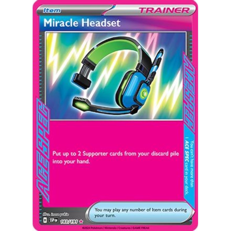 Miracle Headset 183/191  - Holofoil SV08 Surging Sparks - ACE SPEC Rare