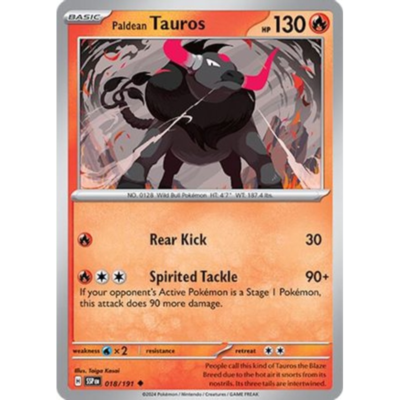 Paldean Tauros 018/191  SV08 Surging Sparks - Uncommon