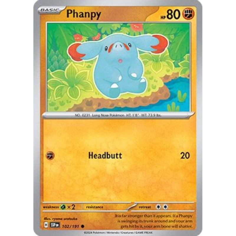 Phanpy 102/191  - Reverse Holofoil SV08 Surging Sparks - Common