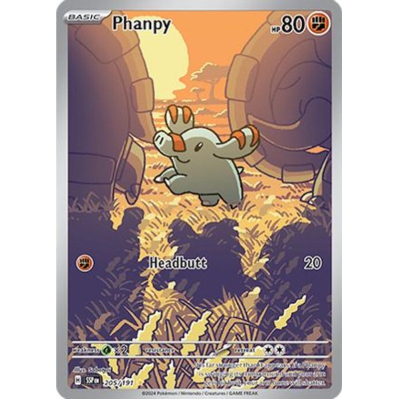 Phanpy 205/191  - Holofoil SV08 Surging Sparks - Illustration Rare