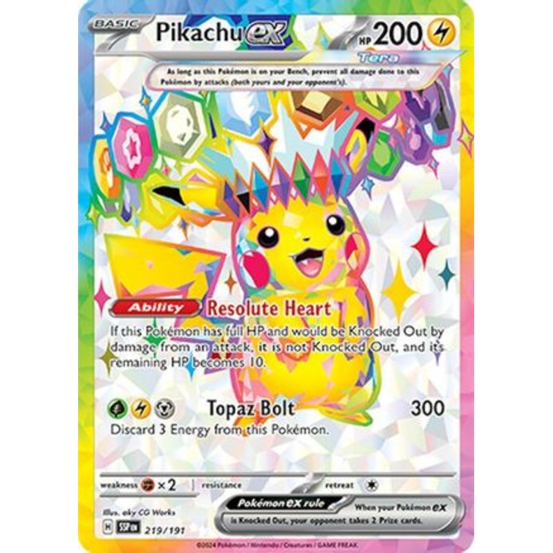 Pikachu ex 219/191  - Holofoil SV08 Surging Sparks - Ultra Rare