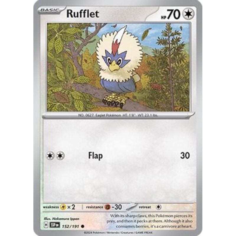 Rufflet 152/191  - Reverse Holofoil SV08 Surging Sparks - Common