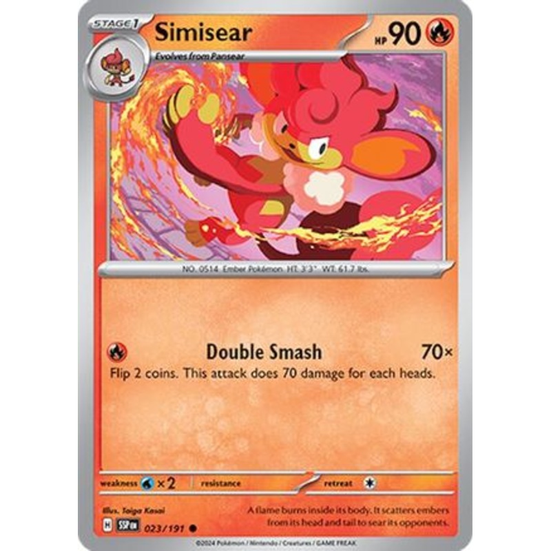 Simisear 023/191  - Reverse Holofoil SV08 Surging Sparks - Common