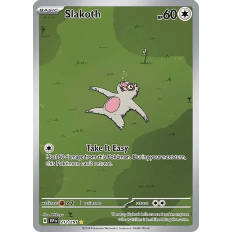 Slakoth 212/191  - Holofoil SV08 Surging Sparks - Illustration Rare