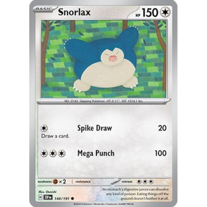 Snorlax 144/191  - Reverse Holofoil SV08 Surging Sparks - Common