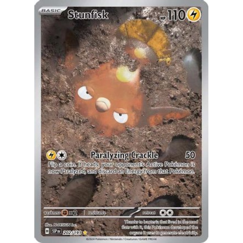 Stunfisk 202/191  - Holofoil SV08 Surging Sparks - Illustration Rare