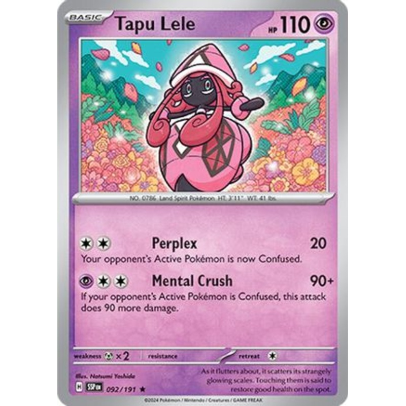Tapu Lele 092/191  - Holofoil SV08 Surging Sparks - Rare