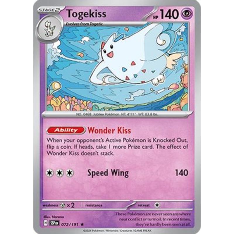 Togekiss 072/191  - Reverse Holofoil SV08 Surging Sparks - Rare