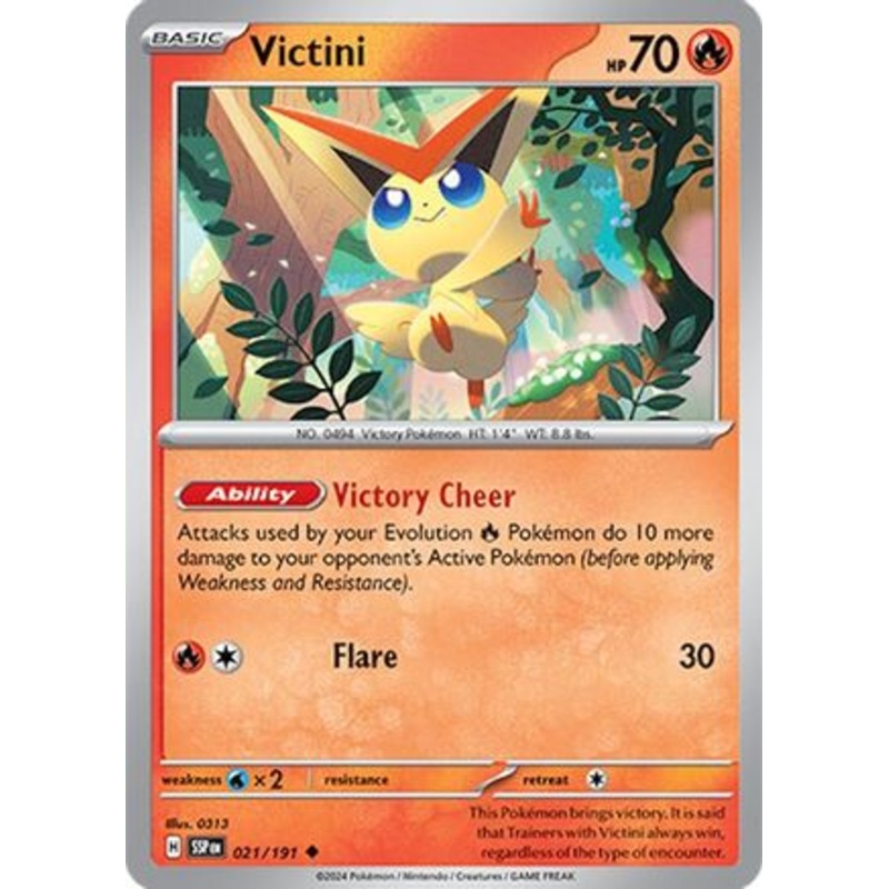 Victini 021/191  - Reverse Holofoil SV08 Surging Sparks - Uncommon
