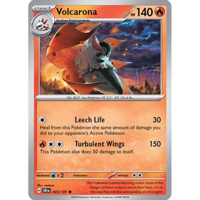 Volcarona 025/191  - Reverse Holofoil SV08 Surging Sparks - Common
