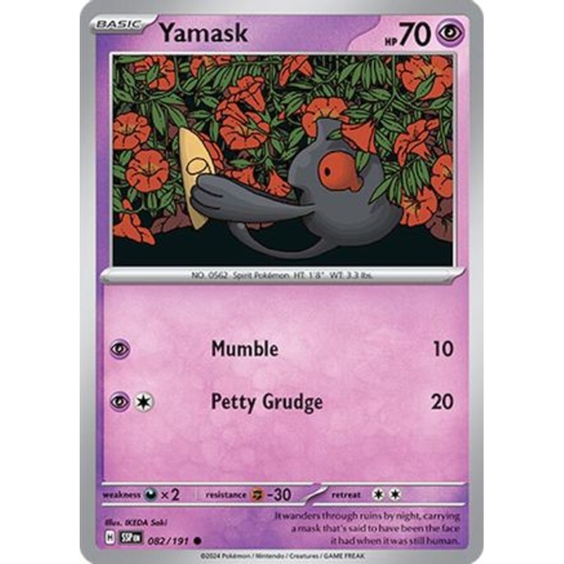 Yamask 082/191  - Reverse Holofoil SV08 Surging Sparks - Common
