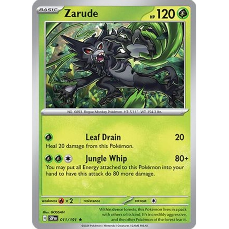 Zarude 011/191  - Reverse Holofoil SV08 Surging Sparks - Rare