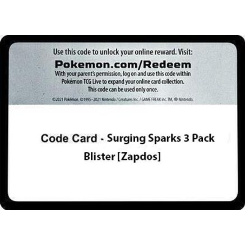 Code Card - Surging Sparks 3 Pack Blister [Zapdos]  SV08 Surging Sparks - Code Card