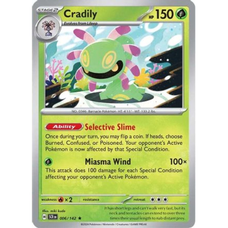 Cradily 006/142  - Reverse Holofoil SV07 Stellar Crown - Rare