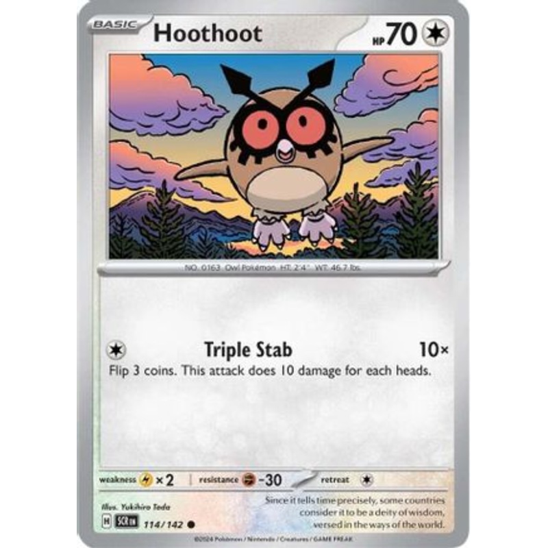 Hoothoot 114/142  - Reverse Holofoil SV07 Stellar Crown - Common