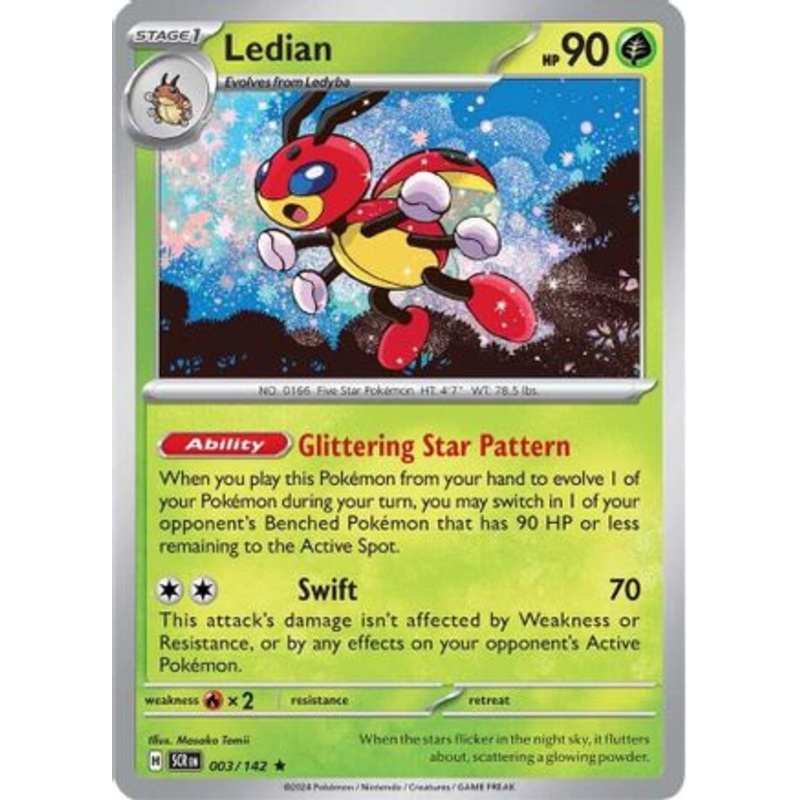Ledian 003/142  - Reverse Holofoil SV07 Stellar Crown - Rare