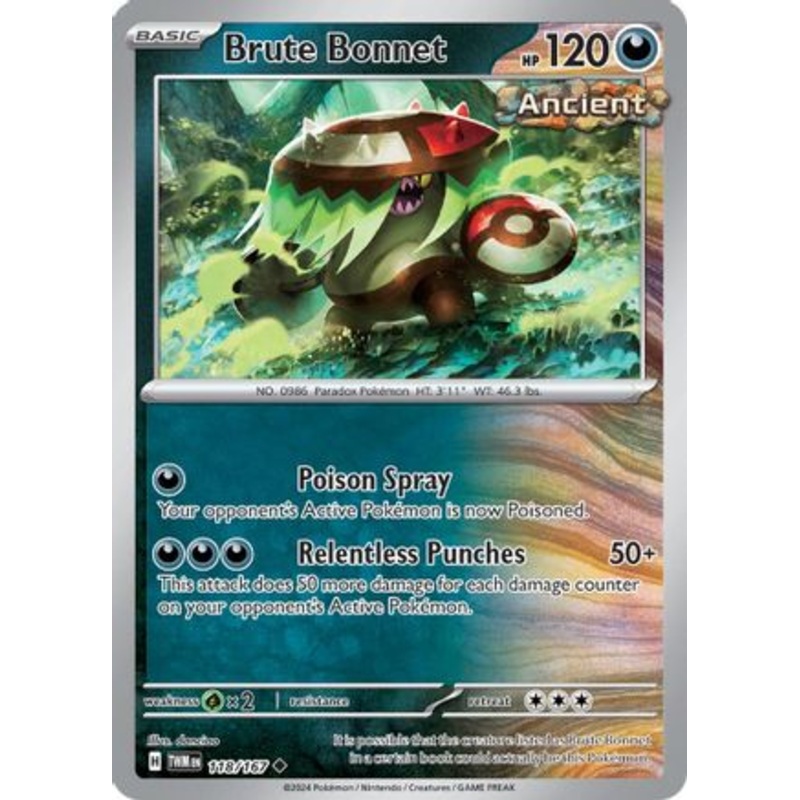 Brute Bonnet 118/167  - Reverse Holofoil SV06 Twilight Masquerade - Uncommon