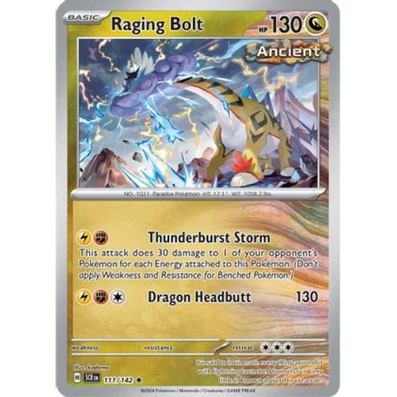 Raging Bolt 111/142  - Reverse Holofoil SV07 Stellar Crown - Rare