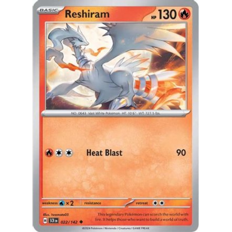 Reshiram 022/142  - Reverse Holofoil SV07 Stellar Crown - Uncommon