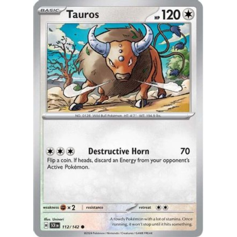 Tauros 112/142  - Reverse Holofoil SV07 Stellar Crown - Common