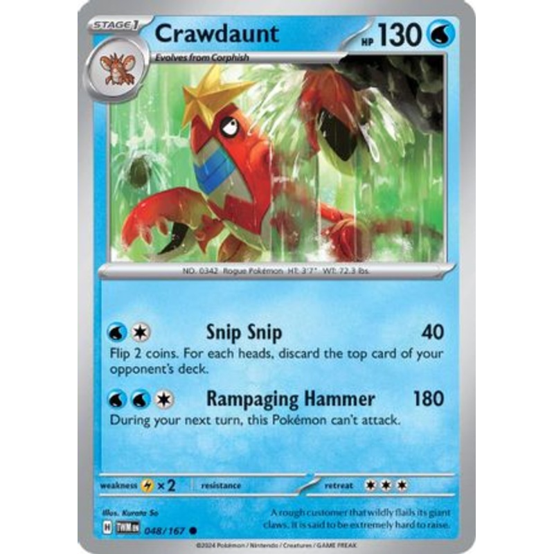 Crawdaunt 048/167  - Reverse Holofoil SV06 Twilight Masquerade - Common