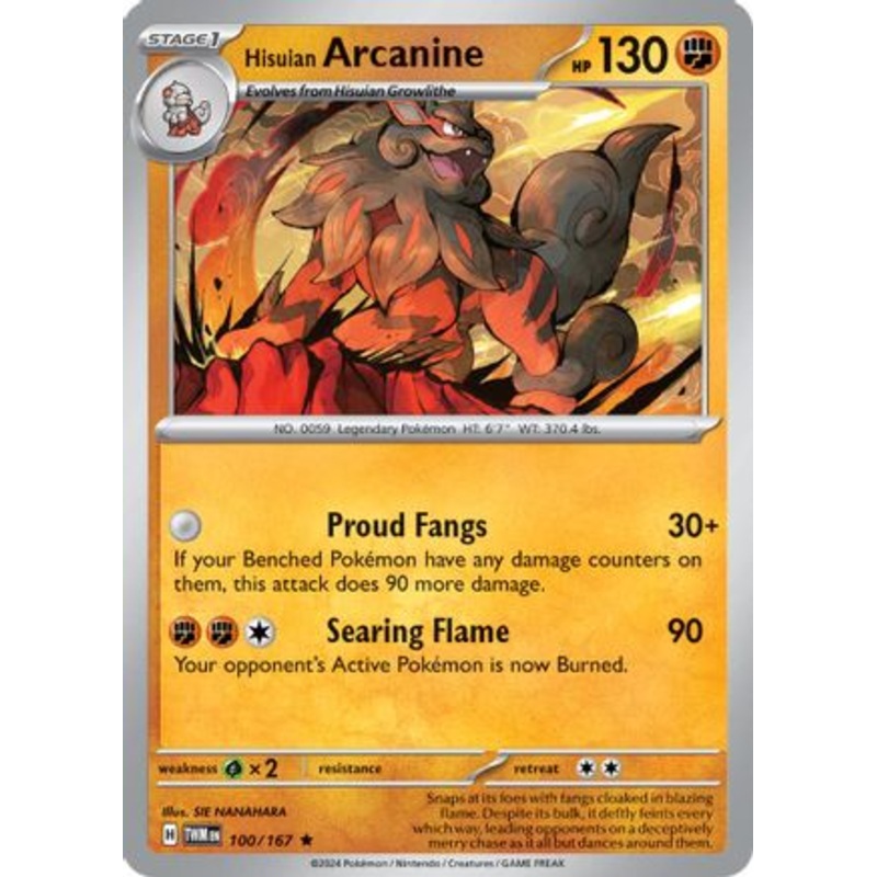 Hisuian Arcanine 100/167  - Holofoil SV06 Twilight Masquerade - Rare