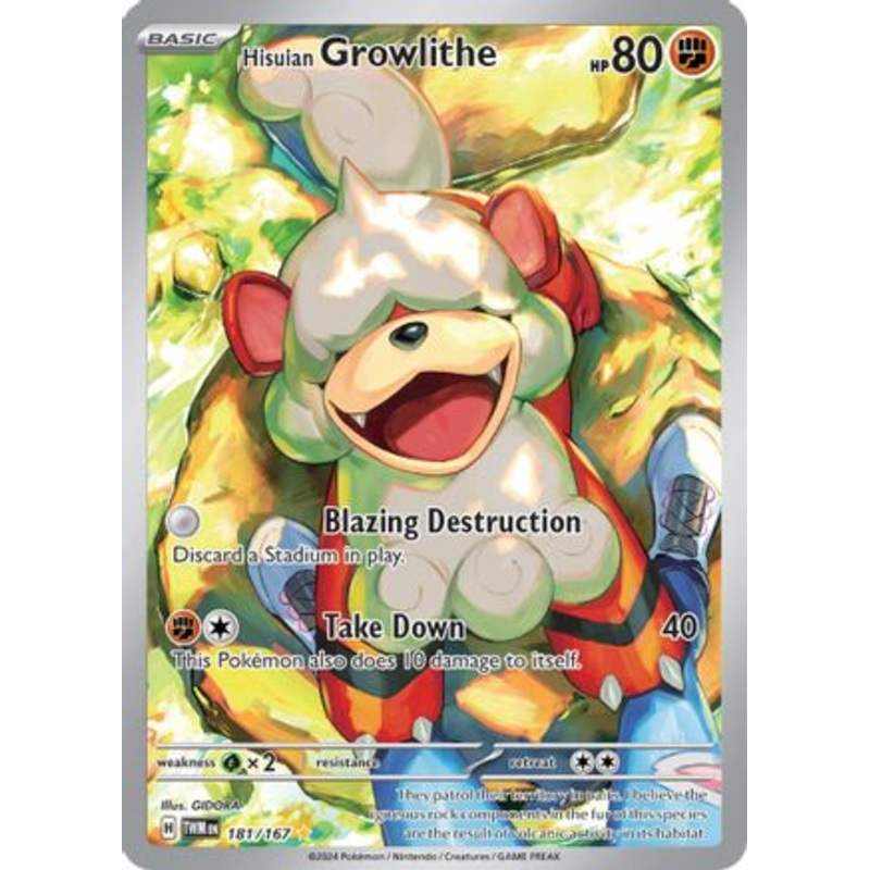 Hisuian Growlithe 181/167  - Holofoil SV06 Twilight Masquerade - Illustration Rare