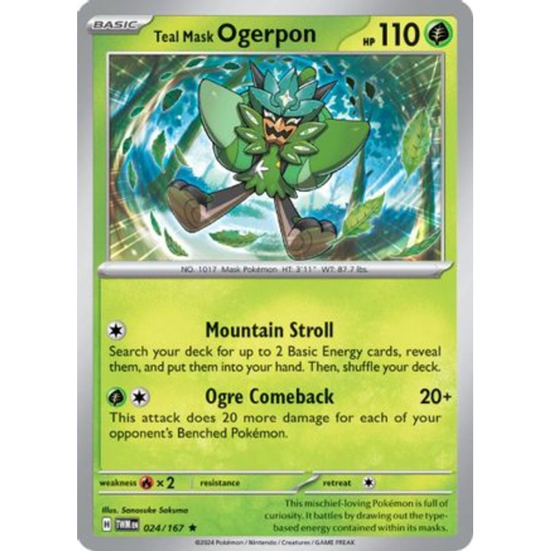 Teal Mask Ogerpon 024/167  - Reverse Holofoil SV06 Twilight Masquerade - Rare
