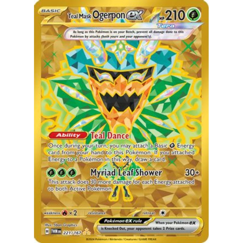 Teal Mask Ogerpon ex 221/167  - Holofoil SV06 Twilight Masquerade - Hyper Rare